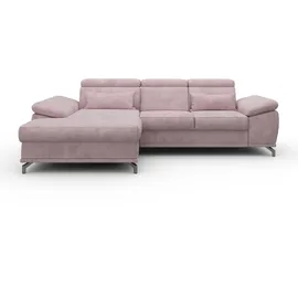sit&more Ecksofa SIT & MORE "Cabrio L-Form, B: 295 cm, mit Sitztiefen-, Arm- & Kopfteilverstellung", rosa (rose), B:295cm H:87cm T:180cm, 100% Polyester, Sofas, Ecksofa, 2 Nierenkissen, Federkern, optional Bettfunktion und Stauraum