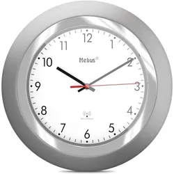Mebus 19452 Wanduhr Mechanische Wanduhr Rund Silber, Weiß