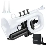 PAMPET Dolphin Pocket Trompete Kunststoff Bb Trompete Standard Trompete für Schüler Anfänger Bb Trompeten Instrument (Weiß)