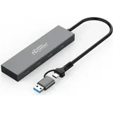 MicroConnect USB 3.2 GEN1 Dual Port (4 Ports), Dockingstation - USB Hub, Silber,