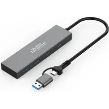 MicroConnect USB 3.2 GEN1 Dual Port (4 Ports), Dockingstation - USB Hub, Silber,