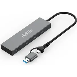 MicroConnect USB 3.2 GEN1 Dual Port (4 Ports), Dockingstation - USB Hub, Silber,
