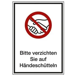 Kombi Schild "auf Händeschütteln verzichten", Folie, 210 x 297 mm