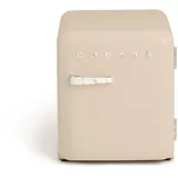 CREATE / RETRO FRIDGE 50 MARBLE/Kühlschrank in Sand, Griff Marmor / 85W, Minibar, eine Regalfläche, Retro-Design, 50cm, zwei Ablagen, 48L Fassungsvermögen, energiesparend, 50x44x49,8cm