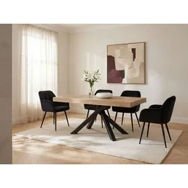 vente-unique Ausziehtisch 6 bis 10 Personen MDF & Metall  schwarz/bronze