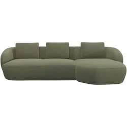 Wohnlandschaft FLEXLUX "Torino, rund, L-Form, Sofa-Ecke mit Recamiere, Longchair-Sofa", grün (moss), B:276cm H:85cm T:146cm, Sofas, Modernes, organisches Sofa-Design, Kaltschaum, Wellenunterfederung