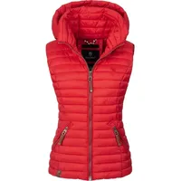 Navahoo Damen Übergangsjacke leichte Steppweste mit Abnehmbarer Kapuze Shadaa Rot Gr. XL - XL