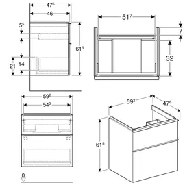 Geberit iCon 59,2x61,5x47,6cm, 2 Schubladen,
