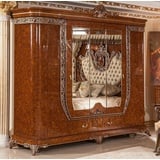 Casa Padrino Kleiderschrank Luxus Barock Schlafzimmerschrank Braun / Bronzefarben - Prunkvoller Massivholz Kleiderschrank im Barockstil - Barock Schlafzimmer & Hotel Möbel - Edel & Prunkvoll