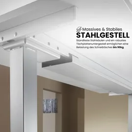 bümö Schreibtisch 180x80 cm Weiß / Silber