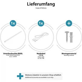 PARLAT LED Unterbauleuchte RIGEL, Stecker, 87cm, 11,2 W, 1118lm, weiß