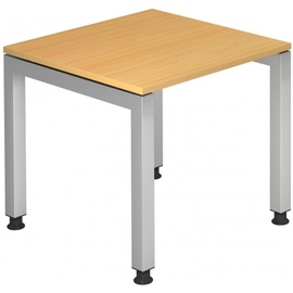 Hammerbacher Schreibtisch buche rechteckig, 4-Fuß-Gestell silber 80,0 x 80,0 cm