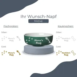 Futterschale Jasper grün ø 14 cm - Tiernamen und Motiv