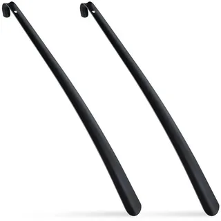 Relaxdays Schuhlöffel Metall, 2er Set, stabil, Schuhanzieher 58 cm lang, zum Aufhängen, Anziehhilfe für Schuhe, schwarz