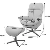 Mendler Relaxsessel + Hocker HWC-L12, Fernsehsessel Sessel Schaukelstuhl Wippfunktion, drehbar, Metall Stoff/Textil ~ bordeaux
