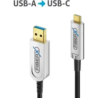 FiberX FX-I630-007 USB (3.1 Glasfaser Kabel USB-A USB-C Stecker, 7,5 m USB 3.2 Gen 1 Gen 1) 10 Gbit/s, Sch