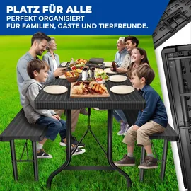 Kesser Polyrattan Bierzeltgarnitur 3-tlg. schwarz