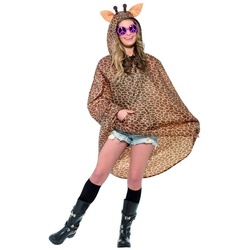 Smiffys Kostüm Festival Poncho Giraffe, Tierischer Regenschutz für Festival und Event braun