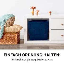 N8WERK Aufbewahrungskorb Filz mit Griff 35 x 25 x 25 cm blau
