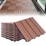 Froadp 22 Stück WPC Terrassenfliesen Fliesen 30x30 cm, Balkonboden Fliesen, Klickfliesen mit Holzoptik, Wasserfest & Wetterfes, Balkonfliesent für Garten, Terrasse, Gesamt ca. 2m2, Braun