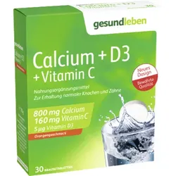 GESUND LEBEN Calcium 800 mg+D3+Vitamin C Br.-Tabl. 3X10 St