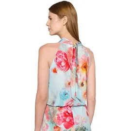 Vera Mont Damen Jumpsuit mit Blumenprint 40, Blue/Rosé - 40W