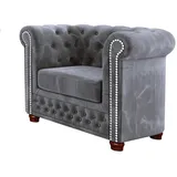 S-Style Chesterfield-Sessel Leeds Samt 0 x 0 x 0 cm Grau