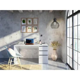 Dmora Schreibtisch Weiß 138x74x60 cm, Arbeitszimmer, Schreibtische, Bürotische