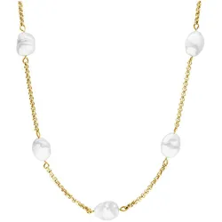 Perlenkette PURELEI "Schmuck Geschenk Malahi, 2024", gold (gelbgoldfarben, weiß), Halsketten, Damen, Edelstahl-Perlen, L: 45cm, Edelstahl, Perlen, mit Süßwasserzuchtperle