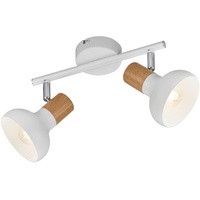 RL LIVE YOUR LIGHT Reality Leuchten Spotbalken Latika R81522031, Metall Weiß matt, Holznachbildung, exkl. 2x E14