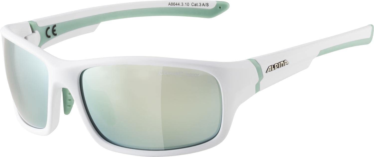 ALPINA LYRON S - Verspiegelte und Bruchsichere Sport- & Fahrradbrille Mit 100% UV-Schutz Für Erwachsene, white-pistachio matt, One Size