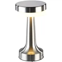 Lunartec LED Tischlampe Akku: LED-Akku-Tischleuchte mit 3 Dimmstufen, Edelstahl-Optik,