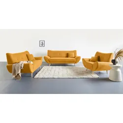 Polstergarnitur HOME AFFAIRE "Basta", gelb, H:80cm T:82cm, Sitzmöbel-Sets, Komfortable Wellenunterfederung