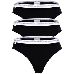 LACOSTE Damen Strings, 3er Pack - Thong, Unterwäsche, Cotton Stretch, Logobund, einfarbig Schwarz XL
