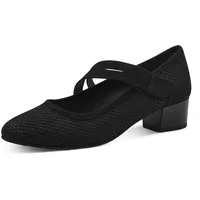 Jana Damen Pumps mit Riemen Kleiner Absatz Vegan, Schwarz 37 EU