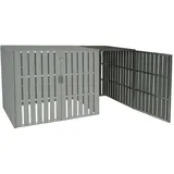 Proregal 1er WPC-Mülltonnenverkleidung Erweiterung | HxBxT 115x66x76 cm | Metall Holzoptik | Grau | Gitterbox Mülltonnenbox