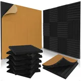 48 Stück selbstklebende Akustikplatten, 2,5 x 30,5 x 30,5 cm, Akustikschaumstoff, Studio-Schaumstoffkeile, hohe Dichte, schalldichte Keile, Anthrazit