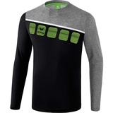 Erima Kinder 5-C Longsleeve, schwarz/grau melange/weiß, 128