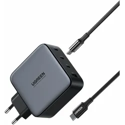 UGREEN USB-A+3xUSB-C 100W GaN Ladegerät USB C-C Kabel, schwarz