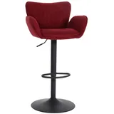 Mendler Barhocker HWC-M67, Drehstuhl Barstuhl, mit Armlehne Fußablage drehbar Stoff/Textil Eisen FSC® ~ bordeaux Fuß schwarz