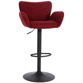 Mendler Barhocker HWC-M67, Drehstuhl Barstuhl, mit Armlehne Fußablage drehbar Stoff/Textil Eisen FSC® ~ bordeaux Fuß schwarz