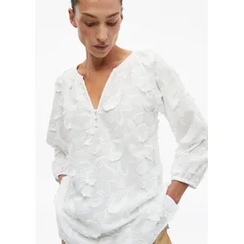 Comma, Langarmbluse mit floraler All-over-Stickerei Weiß 38