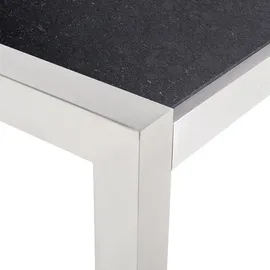Beliani Gartentisch Schwarz, Silber, Stein, Quadratisch, 100x74x220 cm GROSSETO