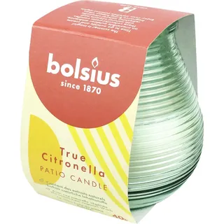 TRUE CITRONELLA Patio-Licht, Grün, Duftkerze im Glas, BOLSIUS, 94/91 mm, Brenndauer ca. 40h