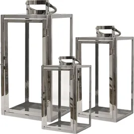 Mojawo 3er Set XXL Edelstahl Windlicht - Laternen Set 30/40/53cm