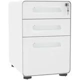 Vinsetto Rollcontainer Aktenschrank, mit 3 Schubladen, Bürocontainer Stahl Weiß,
