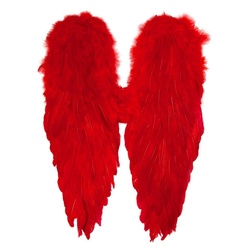 Metamorph Kostüm-Flügel Teufel Feder Flügel Rot für Fasching und Halloween, Imposante Federflügel für Elfen, Dämonen und Engel Kostüme rot