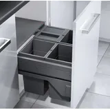 HAILO Einbaumülleimer, Schrank 60cm, Frontauszug selbstschließend - Grau