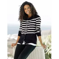 Heine Strickjacke in schwarz-ecru-geringelt | Gr.: 50