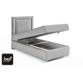 4mybaby GmbH Best for Home Boxspringbett mit Bettkasten Trinity K3-SINGLE 90x200 Bonellfederkern inkl. Topper | Grau | Grau